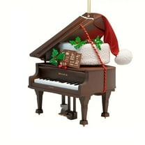 Piano-Shaped Holiday Hanging Ornaments 3.5 Inch Personalized Piano Christmas Ornament with Double-Sided Sublimation Printing and Red Ribbon Hanger for Tree Decor Single Piece JASKFLY