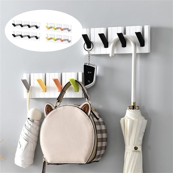 Piano-Shaped Key Hook Organizer | Large Wall Mounted Key & Mail Pocket | Strong , No-Drill Installation, Versatile Storage for Entryway, Kitchen, Office | Space Saving, Damage-Free Removal | 2 Pack