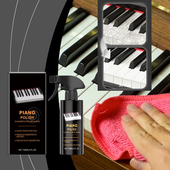 Piano Shine Polish & Cleaner - Clean, Polish, Wax & Protect Glossy Pianos & Surfaces,Piano Key Cleaner Sprays,Remove Fingerprints and Stains,And Enhance the Brightness of the Wood or Lacquer Finish