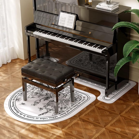 Piano Soundproof Rugs, Upright Piano Sound-Absorbing Carpet, Non-Slip Piano Bench Pads,Thicken Floor Mat for Studio Room Apartment(43"x43" + 27.5"x63", White A)