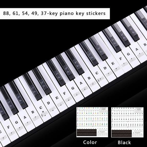 Piano Sticker Transparent Piano Keyboard Sticker Removable Electronic Keyboard 37/49/54/61/88 Key Piano Sticker For Kids Beginners Piano Practice