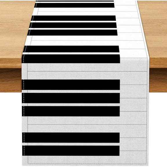 Piano Table Runner Musical Themed Party Decorations Entertainment Dining Room Home Kitchen Island Decor 13.8 x 71Inches