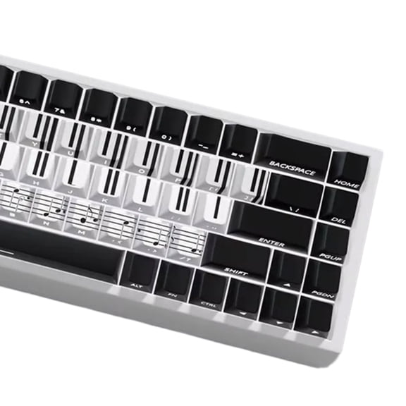 Piano Theme 74Key Transparent Backlit Keycaps for 60-68 Gaming Keyboards Side Print Design