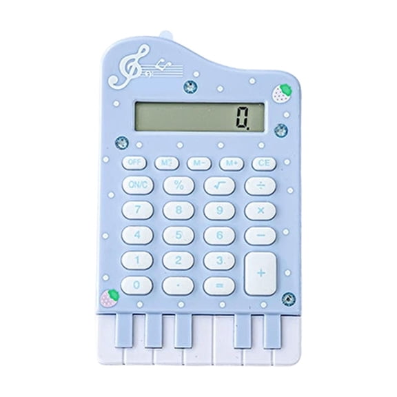 Piano-Themed Calculator – Cute Stylish Portable 8-Digit Display with Soft Silicone Buttons, Lightweight Design with Battery for Office Daily Use,Blue