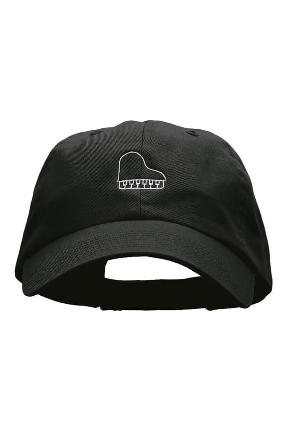 Piano Top View Embroidered Low Profile Dyed Cotton Twill Cap - Black OSFM