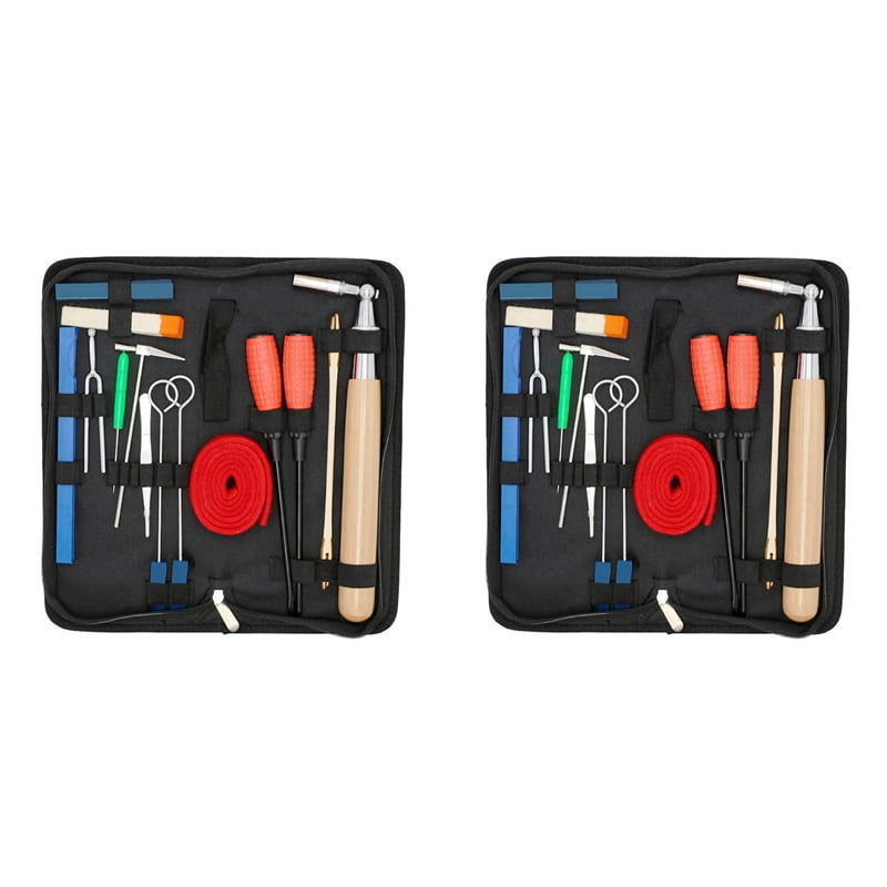 Piano Tuning Kit 32Pcs Professional Piano Tuners Tools Set Wrench Hammer Mute Fork Screwdriver Belt Tweezers Clip