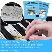 Piano and Keyboard Stickers and Complete Piano Music Lesson and Guide Book 1 & 2 for Kids and Beginners; Designed and Printed in USA
