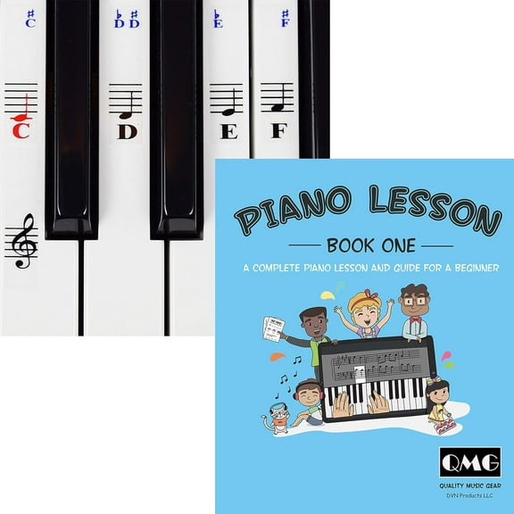 Piano and Keyboard Stickers and Complete Piano Music Lesson and Guide Book; Designed and Printed in USA