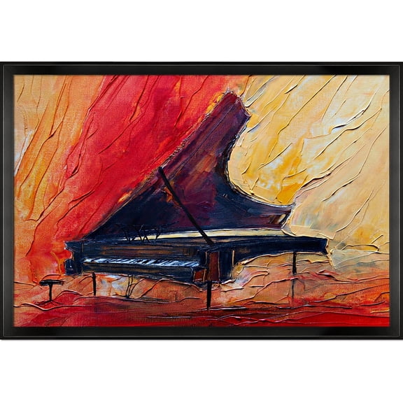 Piano with Studio Black Wood Angle Frame 24"X36"