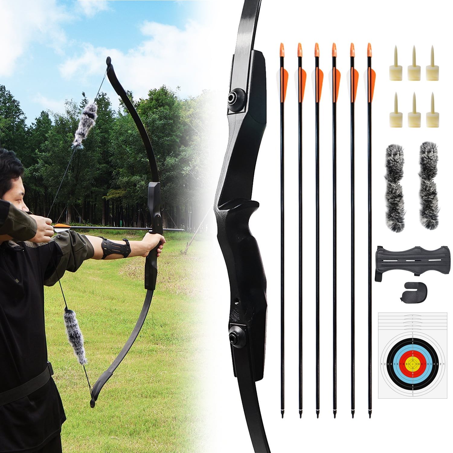 Piaoyu 20LB Reverse Archery Set, A Right-handed Archery Bow Suitable for Outdoor Shooting Practice, Hunting, and Archery Competitions for Beginners, and Teenagers