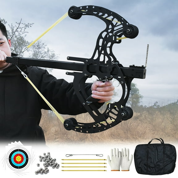 Piaoyu 28 Inch Ball Bearing Bow, Compound Bow Set That Shoots Steel Balls, Right Handed Hunting Bows for Adults,black