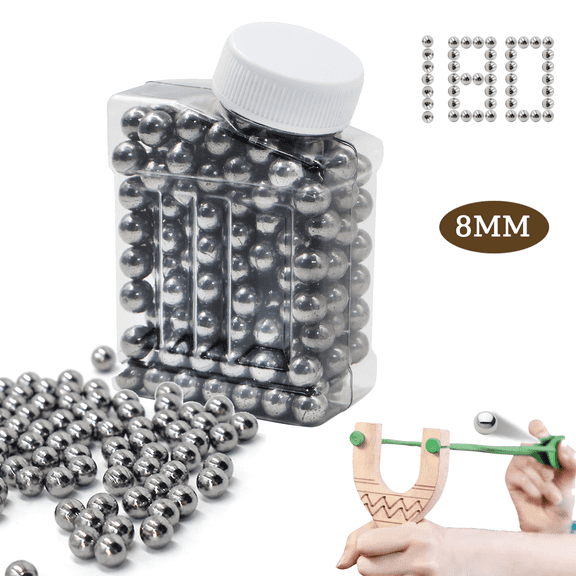 Piaoyu 3.15" Slingshot Ammo Balls,180 Qty,Grade A Steel Balls, Easy Grip, Smooth Pull Back, Accurate Flight, Slingshot Hunting Shooting