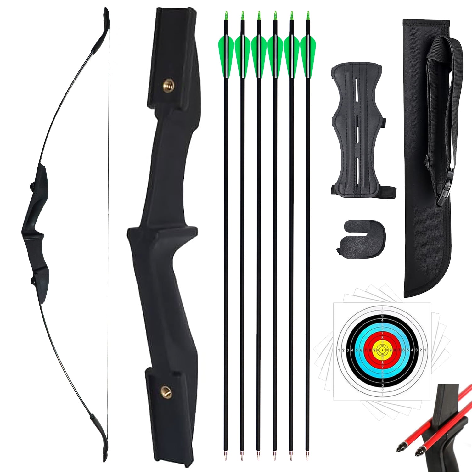 Piaoyu 40 LB Left-handed and Right-handed Backyard Outdoor Shooting Practice Recurve Bow and Arrow Set, Suitable for Adults, Beginners, and Teenagers