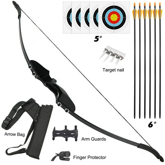 Piaoyu 40LB Right Handed Bow, Outdoor Adult Beginner Shooting Training Practice Traditional Wooden Recurve Bow and Arrow Set
