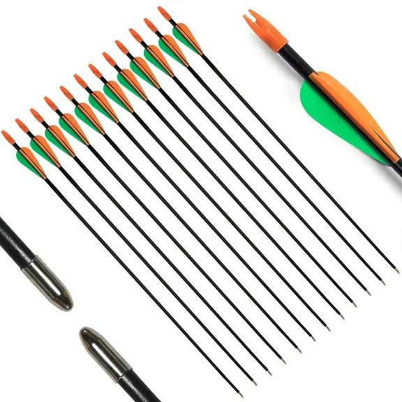 Piaoyu Archery 29" Fiberglass Archery Target Practice Arrows, for Teen, Woman or Beginner, for Practice Bow(Pack of 12)