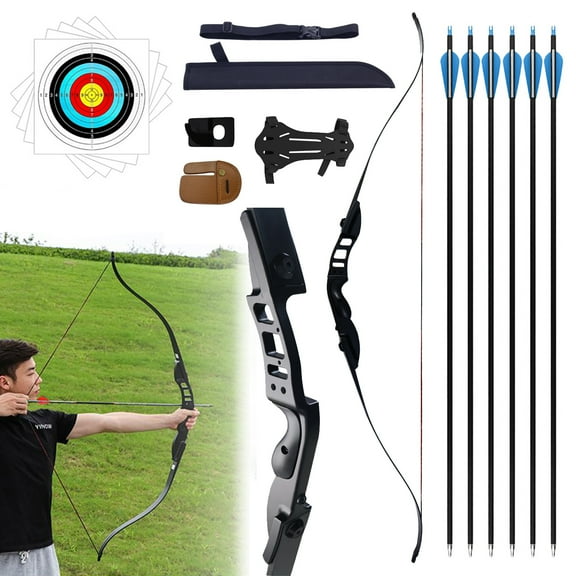 Piaoyu Archery 54" Takedown Recurve Bow and Arrows Set Hunting Longbow Metal Riser Right Hand 40 Lbs Package Kit with Accessories for Shooting Practice