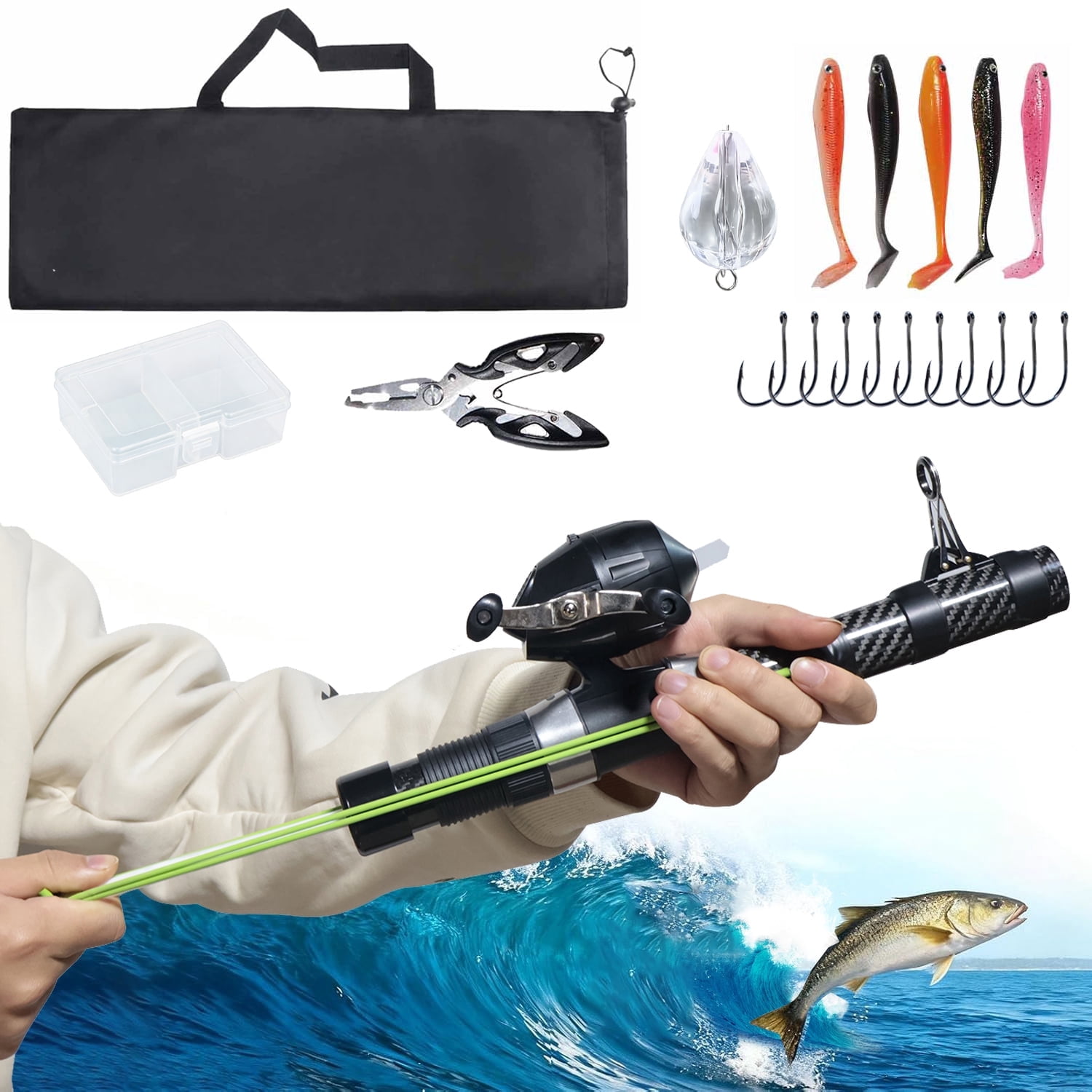 Piaoyu Fishing Catapult Rod,Upgraded Catapult Fishing Rod with Slingshot Fishings Reel for Long-Casting, Durable & Lightweight for Freshwater/Saltwater Fishing