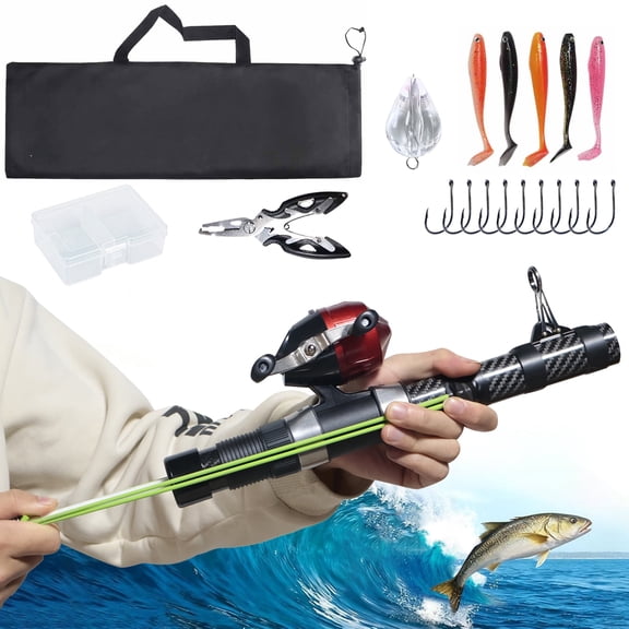 Piaoyu Fishing Catapult Rod,Upgraded Catapult Fishing Rod with Slingshot Fishings Reel for Long-Casting, Durable & Lightweight for Freshwater/Saltwater Fishing