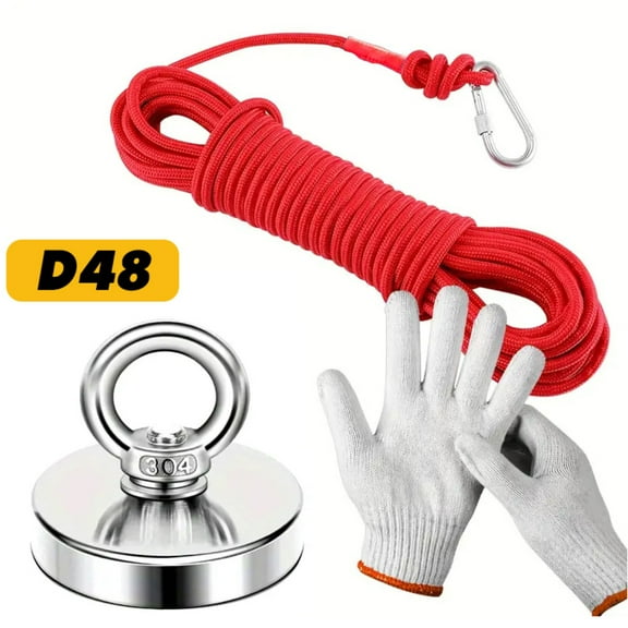 Piaoyu High Suction Magnet with Hanging Ring and Rope - Perfect for River, Deep Sea and Lake Rescue Fishing Set