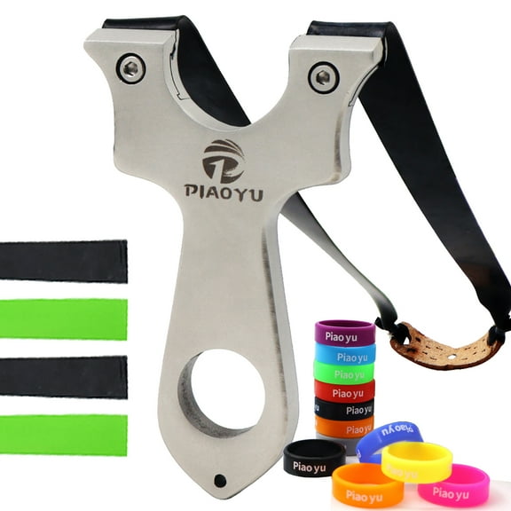 Piaoyu Slingshot, Stainless Steel Shooting Hunting Slingshot, Flat Rubber Band Adult Outdoor Catapult