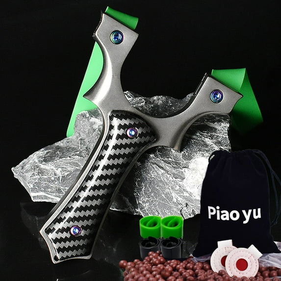 Piaoyu Stainless Steel Hunting Slingshot Shooting Slingshots for Adult, Outdoor Athletic Competition Slingshot Set