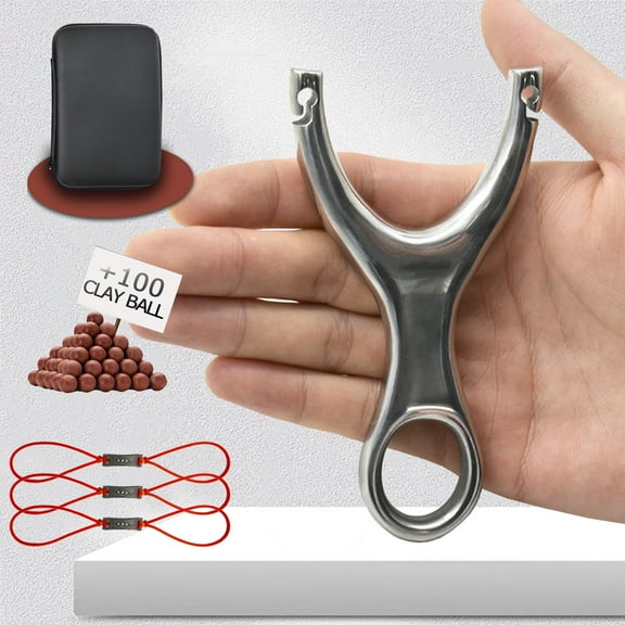 Piaoyu Stainless Steel Slingshot Traditional Recurve Professional Outdoor Hunting Shooting Simpleshot with 3pcs Rubber Bands, Slingshots for Adults