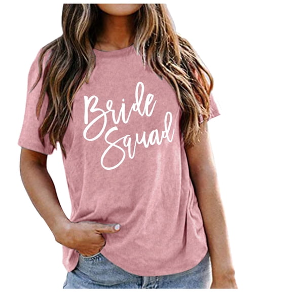 Piasto Short Sleeve Shirt Print T-Shirt Single Women's Fashion Bride Party Women's Blouse