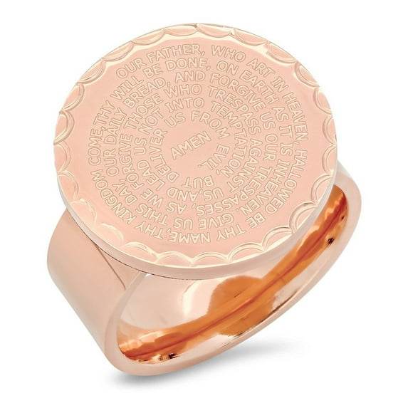 Piatella Ladies Rose Gold Tone Lord's Prayer Swirl Ring