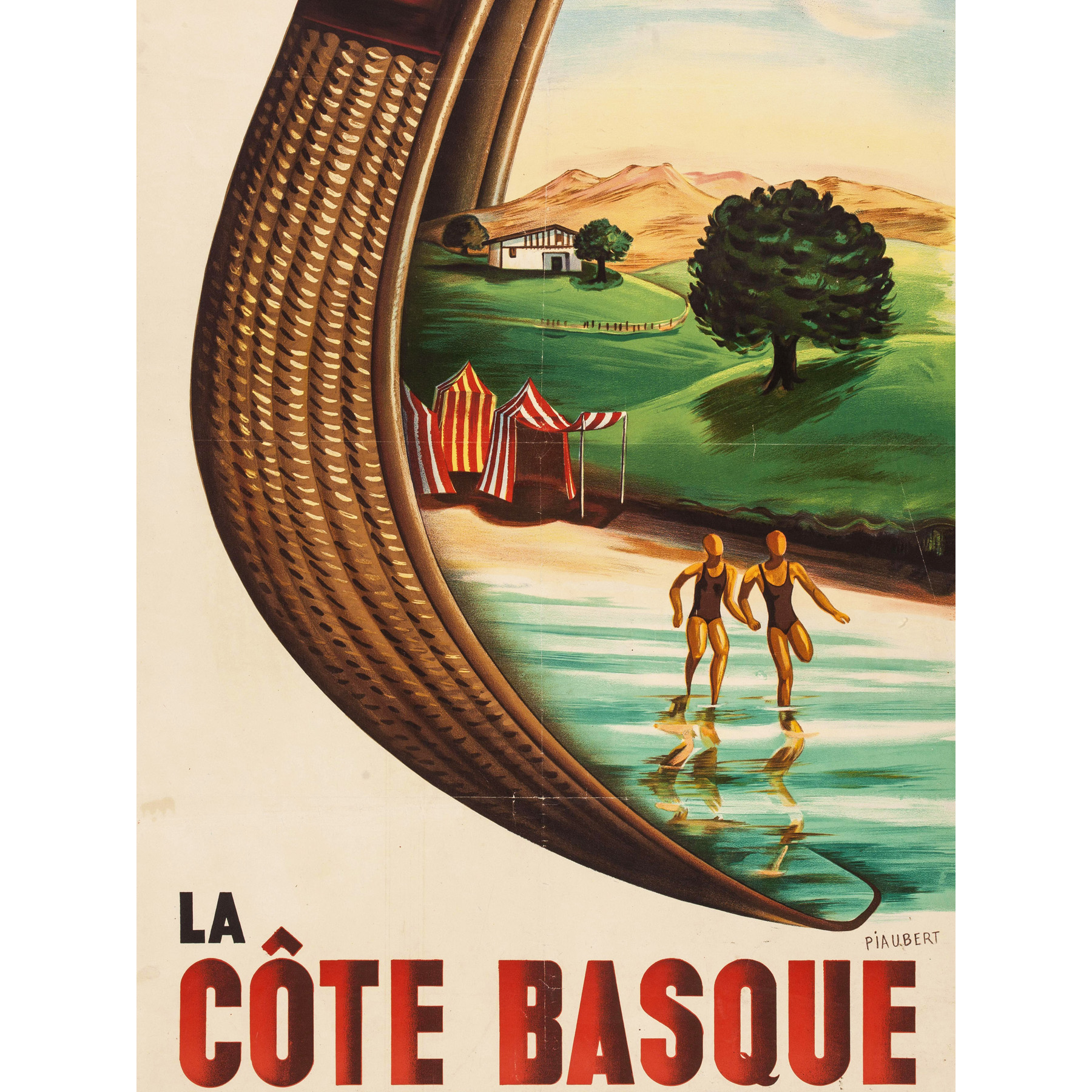 Basque Murals Piaubert Cote Basque Railway Travel Advert Extra Large Art Print Wall ...