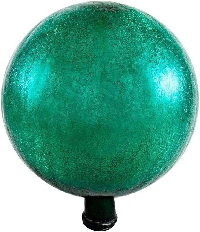 Emerald Green 12-Inch Crackle Glass Gazing Globe