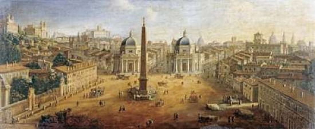 Piazza Del Popolo Rome Canvas Art - Gaspar Van Wittel (24 x 48)