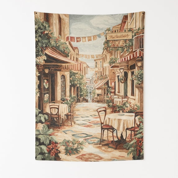 Piazza Delights Wall Tapestry for Bedroom by DC | Italian-Inspired Tapestry Wall Hanging & Aesthetic Decor for Dorm, Living Room, Picnic & Home | 30"x40"