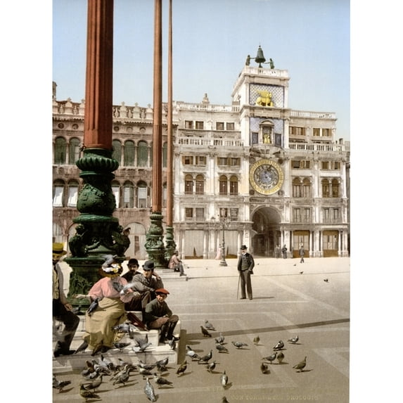 Piazza San Marco Clock Tower, 1890s Poster Print by Science Source (18 x 24)