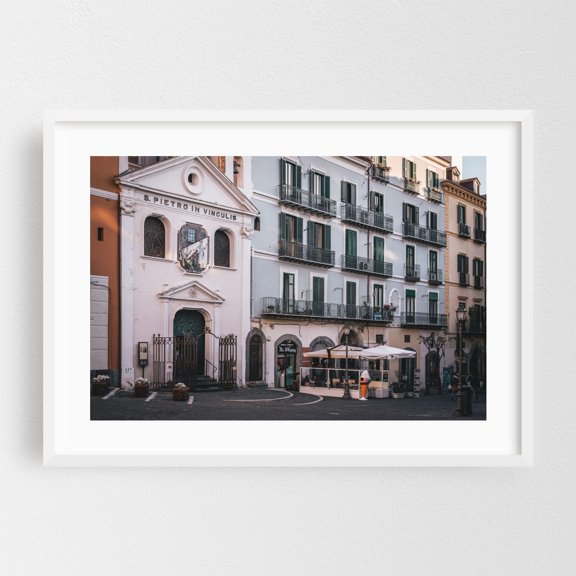 Piazza Sedile di Portanova 01 - Salerno Campania Italy Photography Architecture Street Photography Cityscape Vintage Travel Poster White Framed Wall Art Print 5 x 7 inches