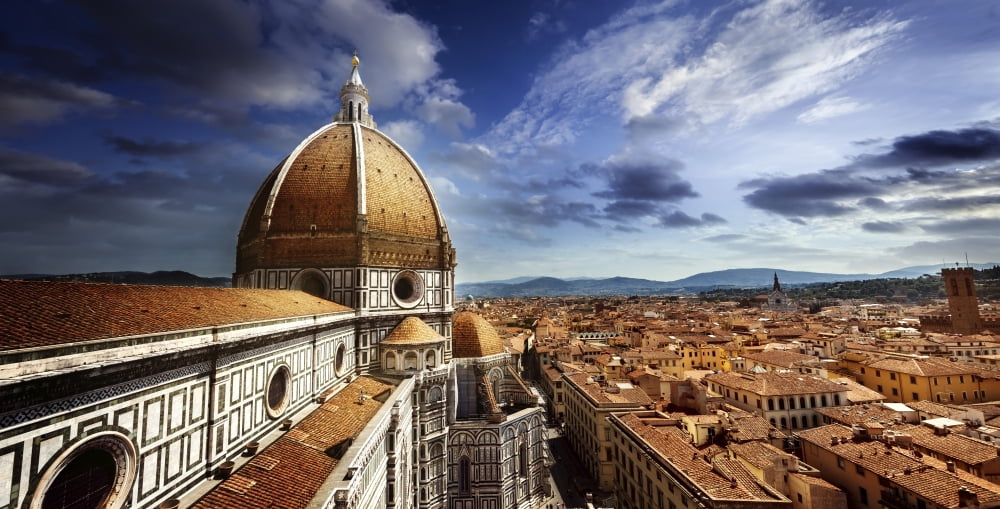 Piazza del Duomo with Basilica of Saint Mary of the Flower Florence Italy Canvas Art - Evgeny KuklevStocktrek Images (40 x 21)