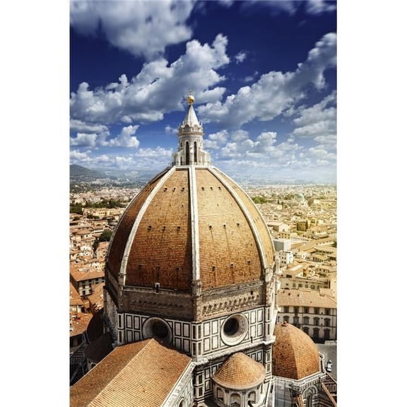 Piazza del Duomo with Basilica of Saint Mary of the Flower Florence Italy Poster Print