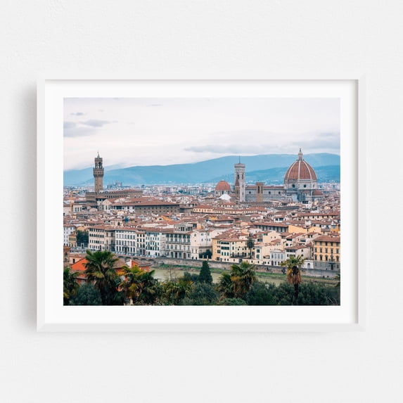 From Piazzale Michelangelo 02 - Florence Tuscany Italy Photography City Architecture Skyline Travel Poster Scenic Landscape White Framed Wall Art Print 8 x 10 inches