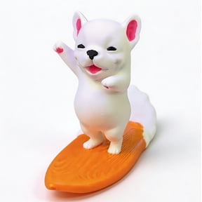 Pibble 3D-Printed White Bull Terrier Surfing Figurine Internet Meme Dog on a Surfboard Dashboard Decoration for Cars or Office Desks Viral Summer Gift for Pit Bull Lovers