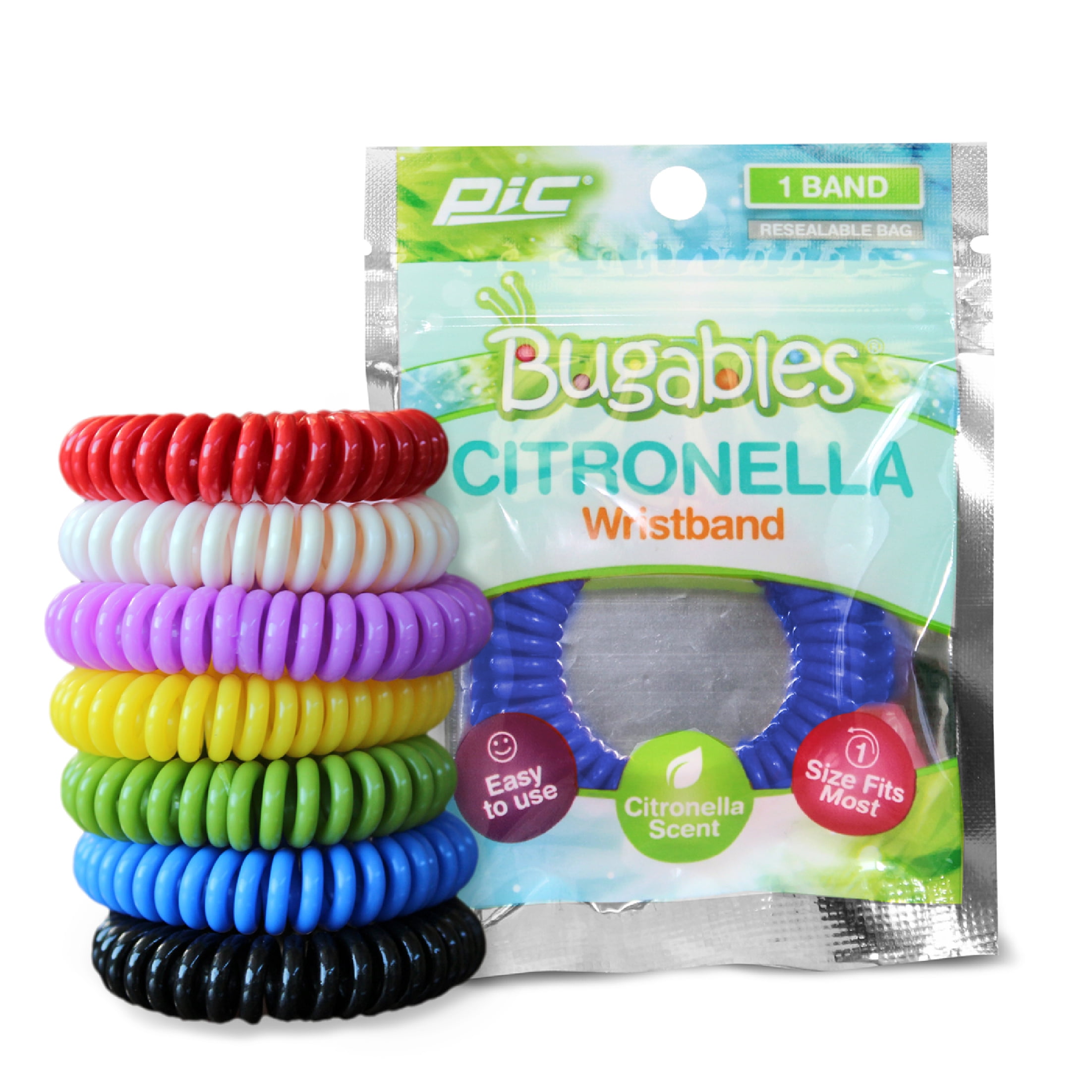 Walmart savings: PIC Bugables Citronella Mosquito & Insect Repellent Outdoor Wristbands, One Size Fits All, Bug Bands