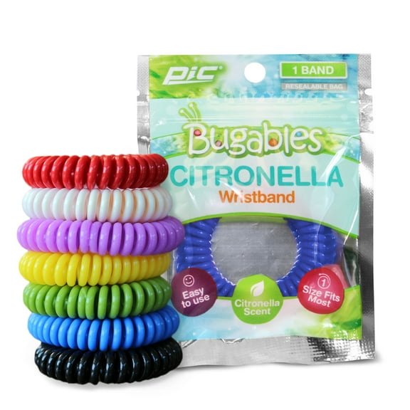 Pic Bugables Citronella Coils Reusable Wristband, One Size Fits All, 1 Pack, Mosquito/Gnats