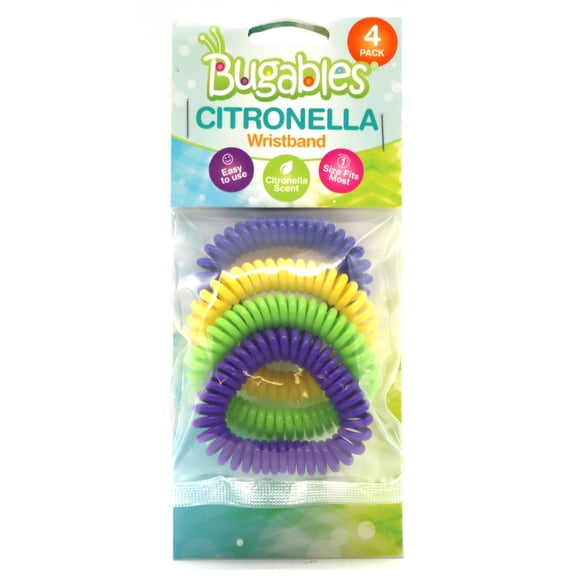 Pic Bugables Citronella Wristbands, Unisex, For Adults, Kids, and Teens, Multicolor, 4 Pack