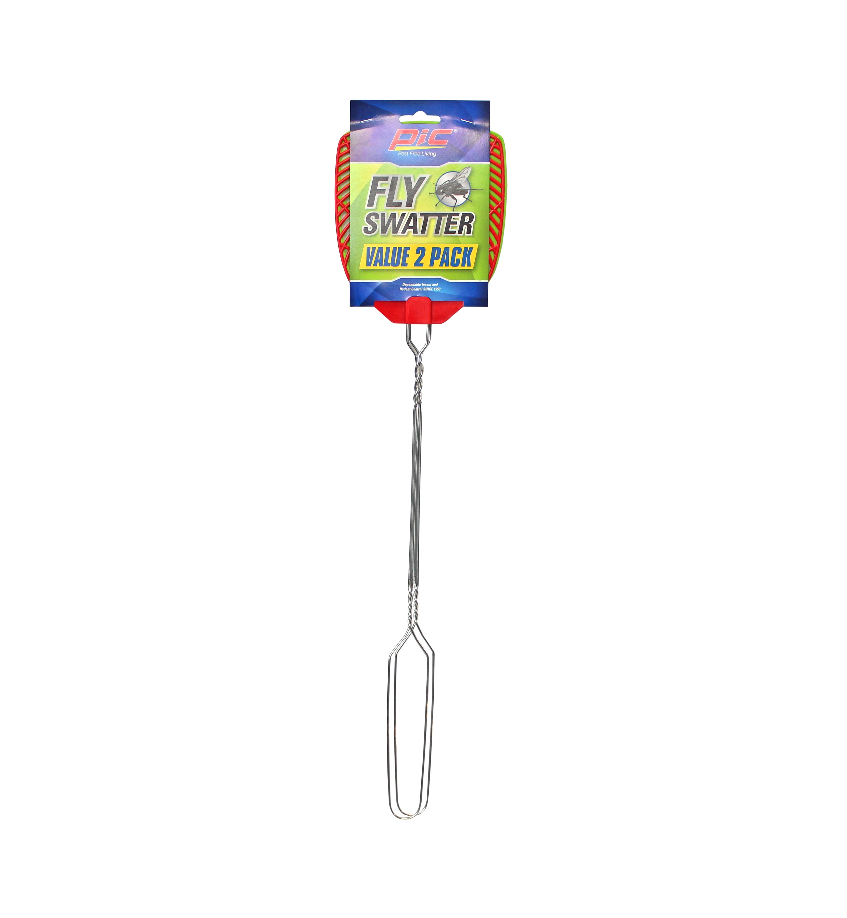 Pic Fly Swatter, Wire Handle, 2 Count, Assorted Color, Multicolor, 2 Pack