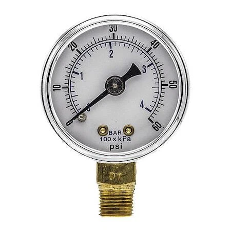 Pic Gauges 101D-158D Industrial Pressure Gauge, 0 To 60 Psi, 1 1/2 In Dial, 1/8