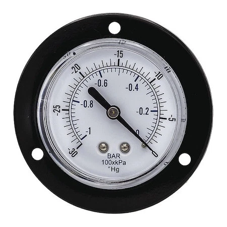 Pic Gauges 104D-258A Panel-Mount Vacuum Gauge, 30 To 0 Psi, 2 1/2 In Dial, 1/8