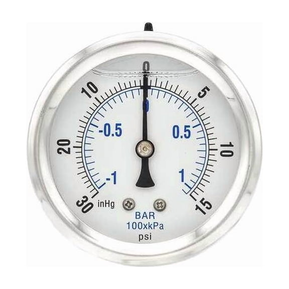 Pic Gauges Compound Gauge,1/4"NPT,30"HgVac to 15psi PRO-202L-254CB