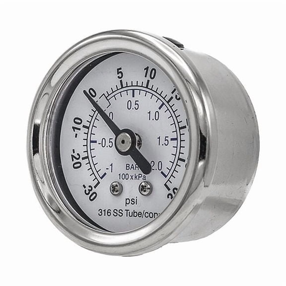 Pic Gauges Compound Gauge,Nominal 1-1/2" Dial PRO-302D-158CC-01