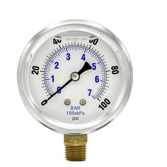 Pic Gauges Pressure Gauge,1/4 in. NPT,2-1/2 in. PRO-201L-254E