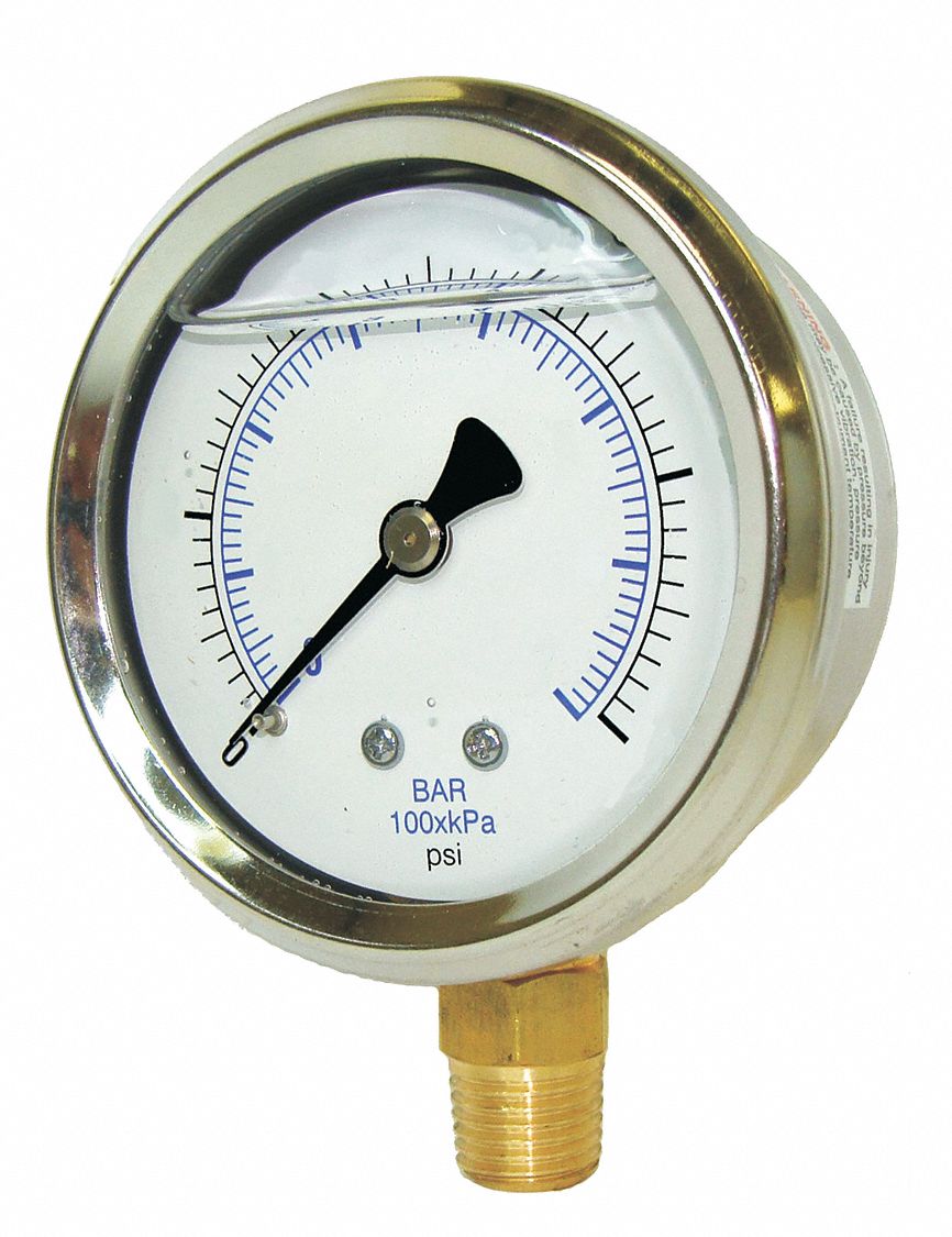 Pic Gauges Pressure Gauge,1/8 in. NPT,2 in. 201L208E