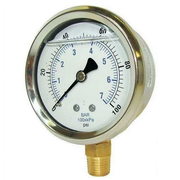 Pic Gauges Pressure Gauge,Liquid Filled,0 to 300psi 201L-158H