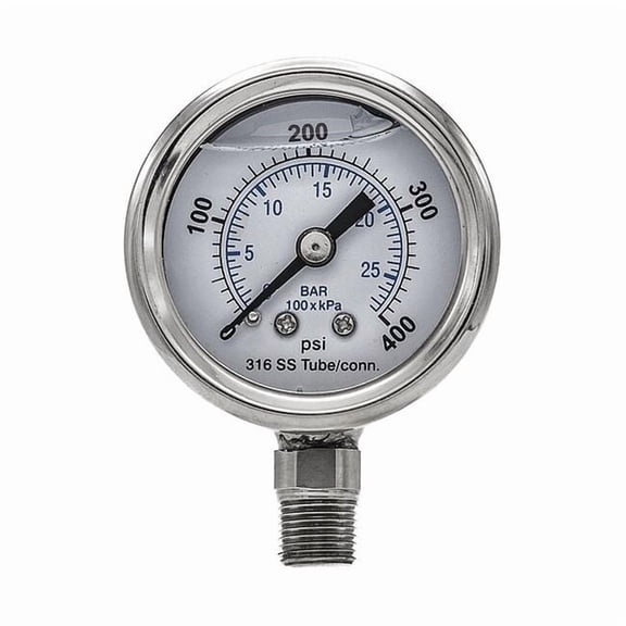 Pic Gauges Pressure Gauge,Nominal 1-1/2" Dial PRO-301L-158I-01